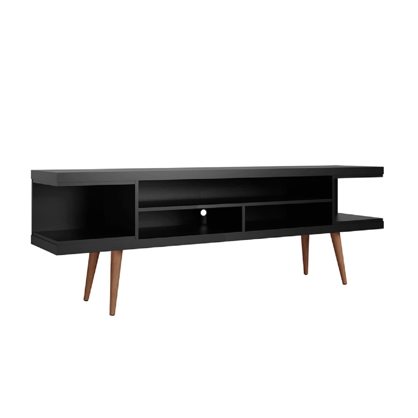 Eureka Modern TV-Lowboard „70.47" mit 4 Ablagen – Schwarz/Ahorn-Creme