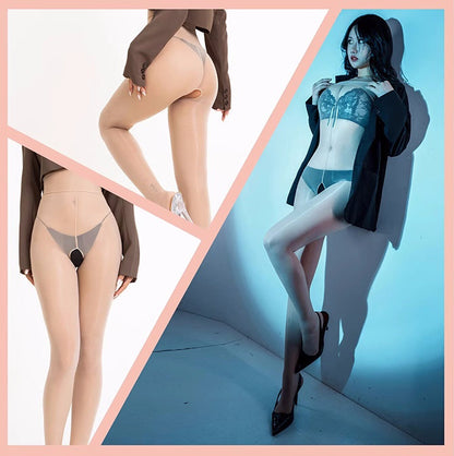 20D Crotchless High Waist Pantyhose Nylon Tights