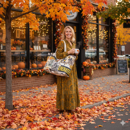 Vintage Collage Weekender Bag | Retro Travel Poster Tote | Large Tote Bag - AURABAGS SHOP