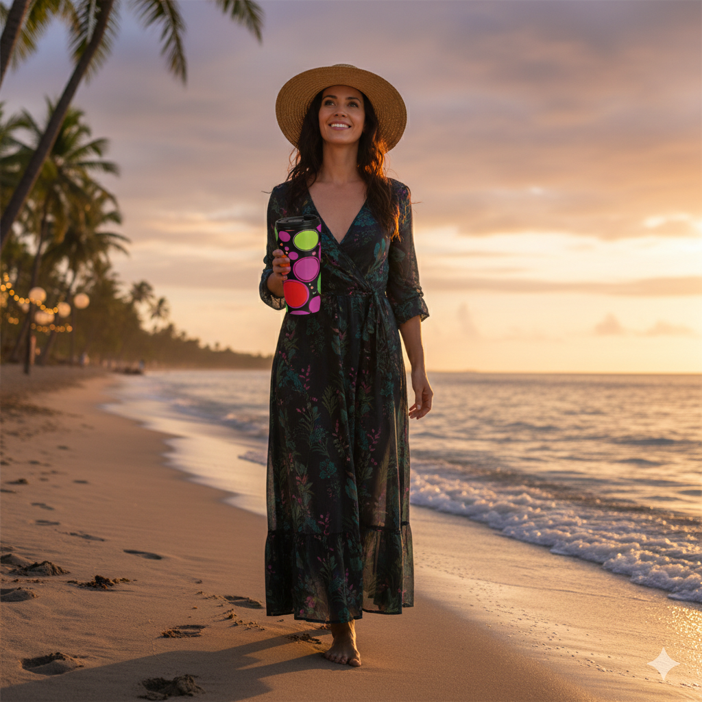 Retro Colorful Bubbles Stainless Steel Travel Mug | Neon Polka Dot Tumbler - AURABAGS SHOP