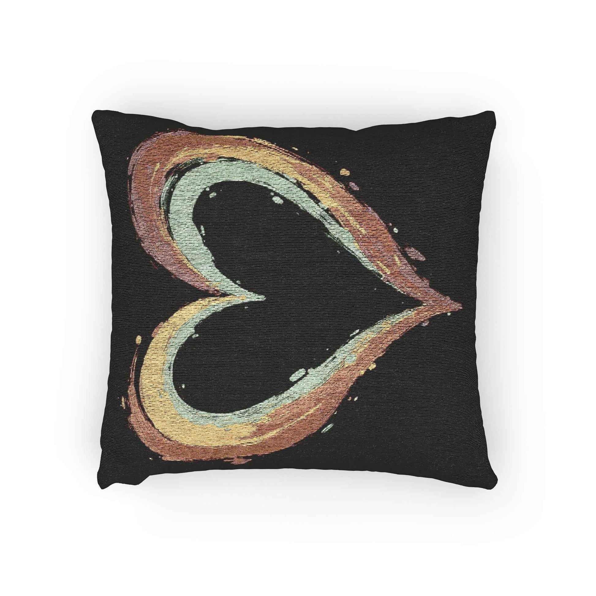 Painted Heart Pillow | Woven Decorative Pillow, Boho Heart Throw Pillow