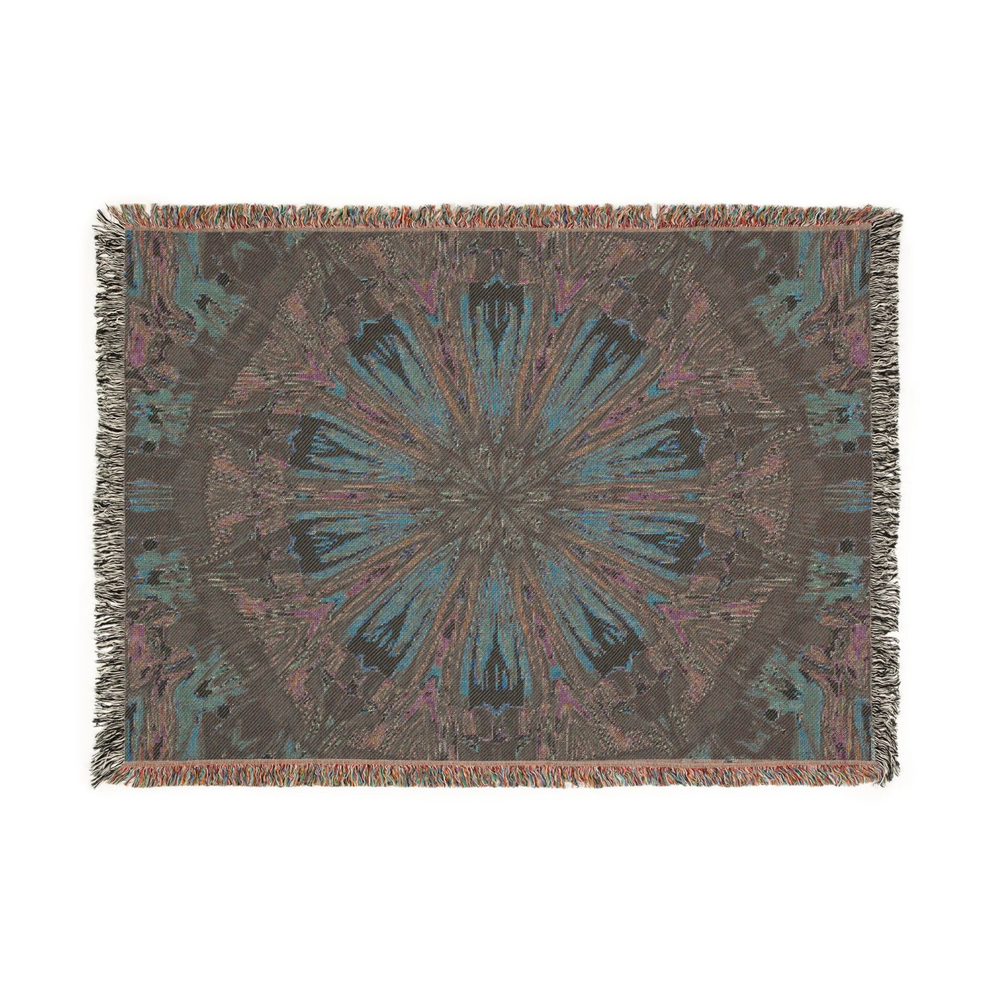 Kaleidoscope Mandala Woven Blanket — Boho Decorative Throw for Living Room & Gift