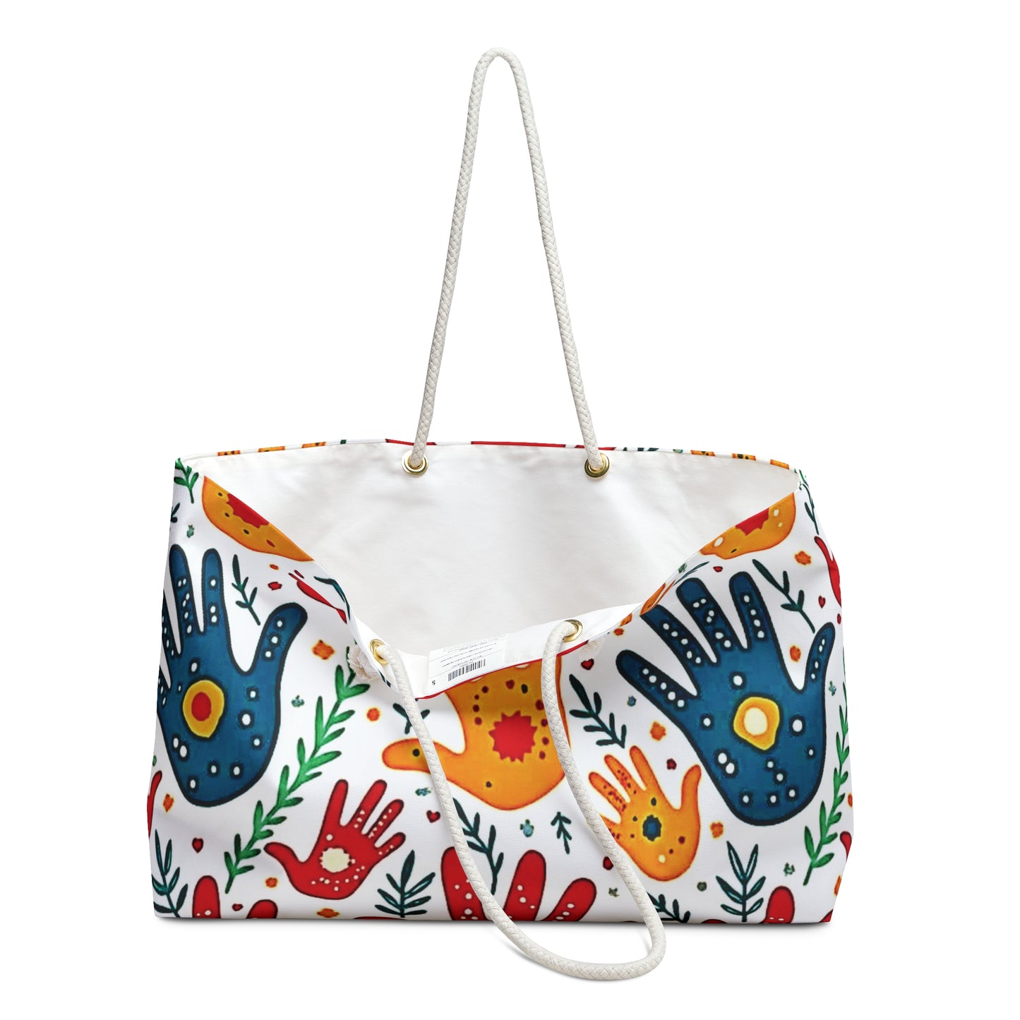 Farbenfrohe Handabdruck Weekender Tasche - Boho Palmendruck Reisetasche