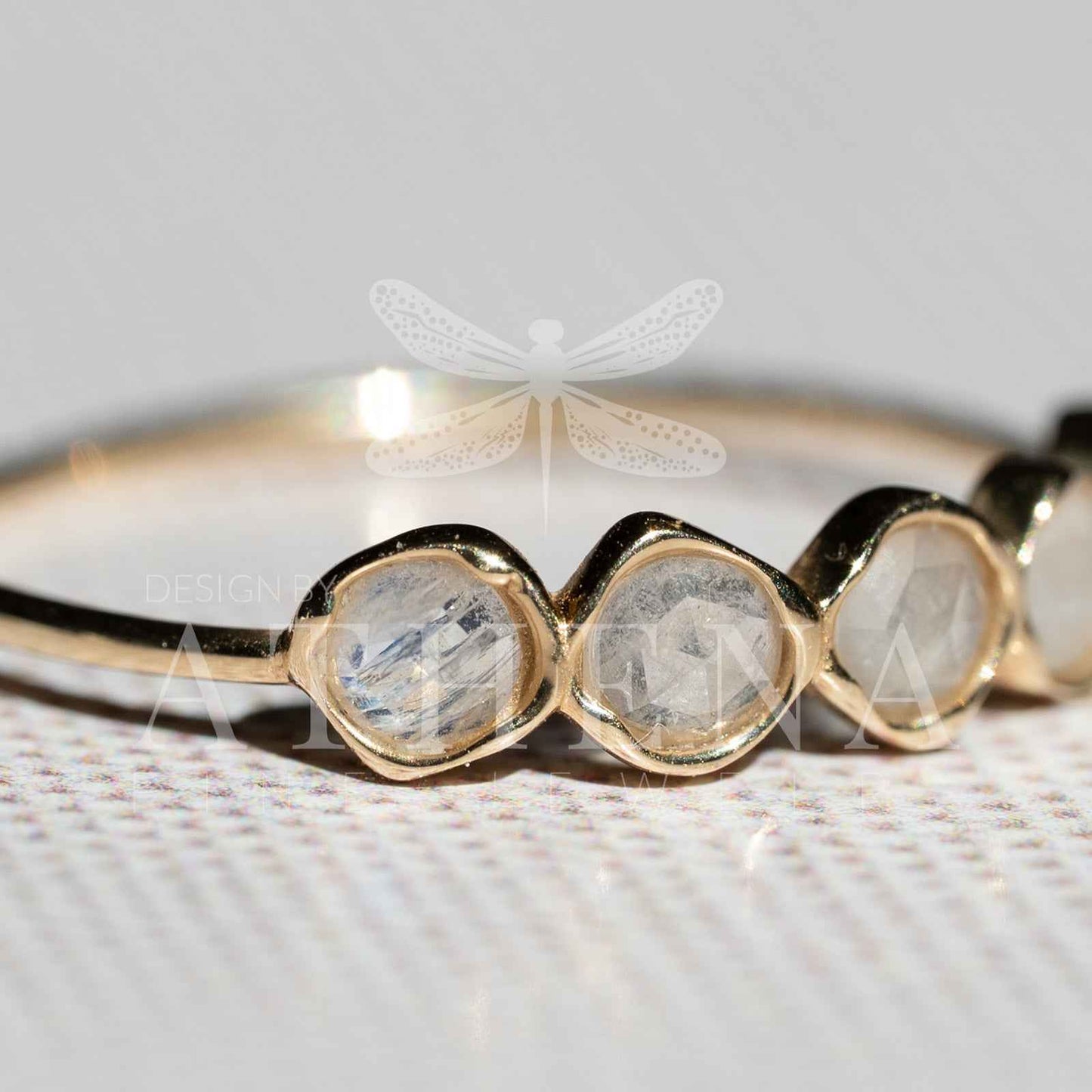 Moonstone Band Ring in 14K Yellow Gold