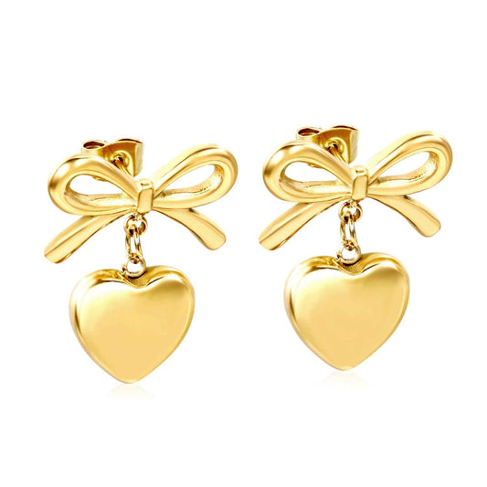 Bow & Heart Charm Studs