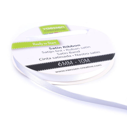 Vaessen Creative Satin Ribbon 6mmx10m White