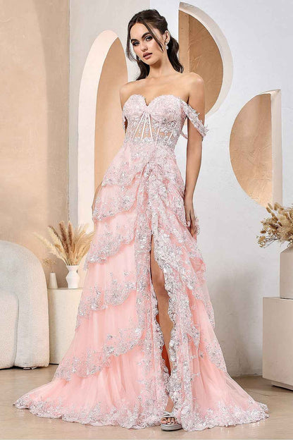 TIERED RUFFLE A LINE DRESS