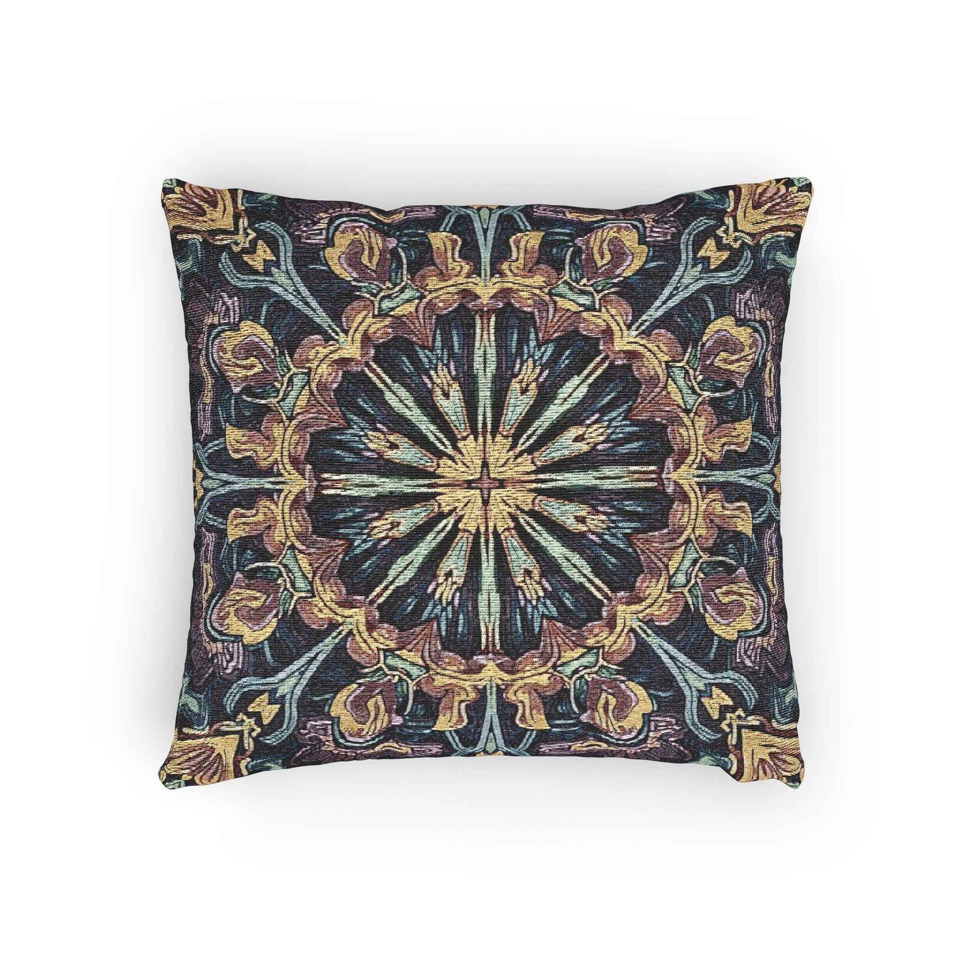 Geometric Mandala Woven Pillow | Boho Mosaic Throw Cushion
