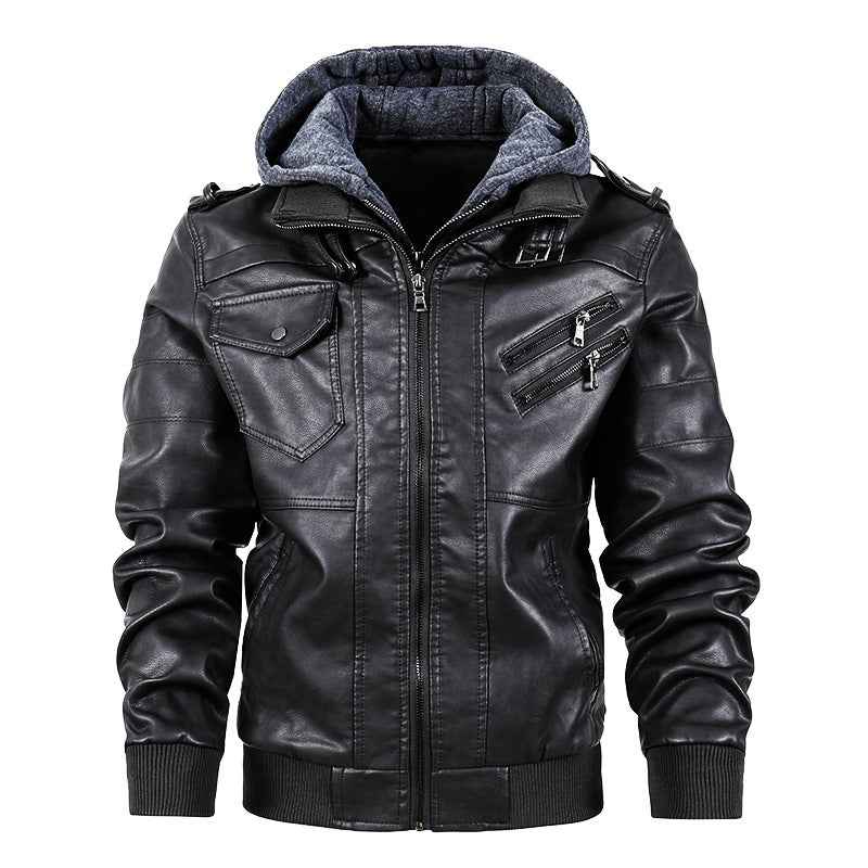 Men's Motorcycle-Style PU Leather Jacket