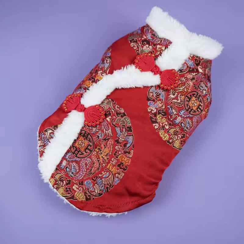 Lunar New Year Prosperity Brocade Dog Vest