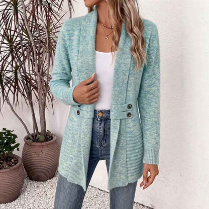 Women's Casual Double-Breasted Wool Cardigan Sweater
