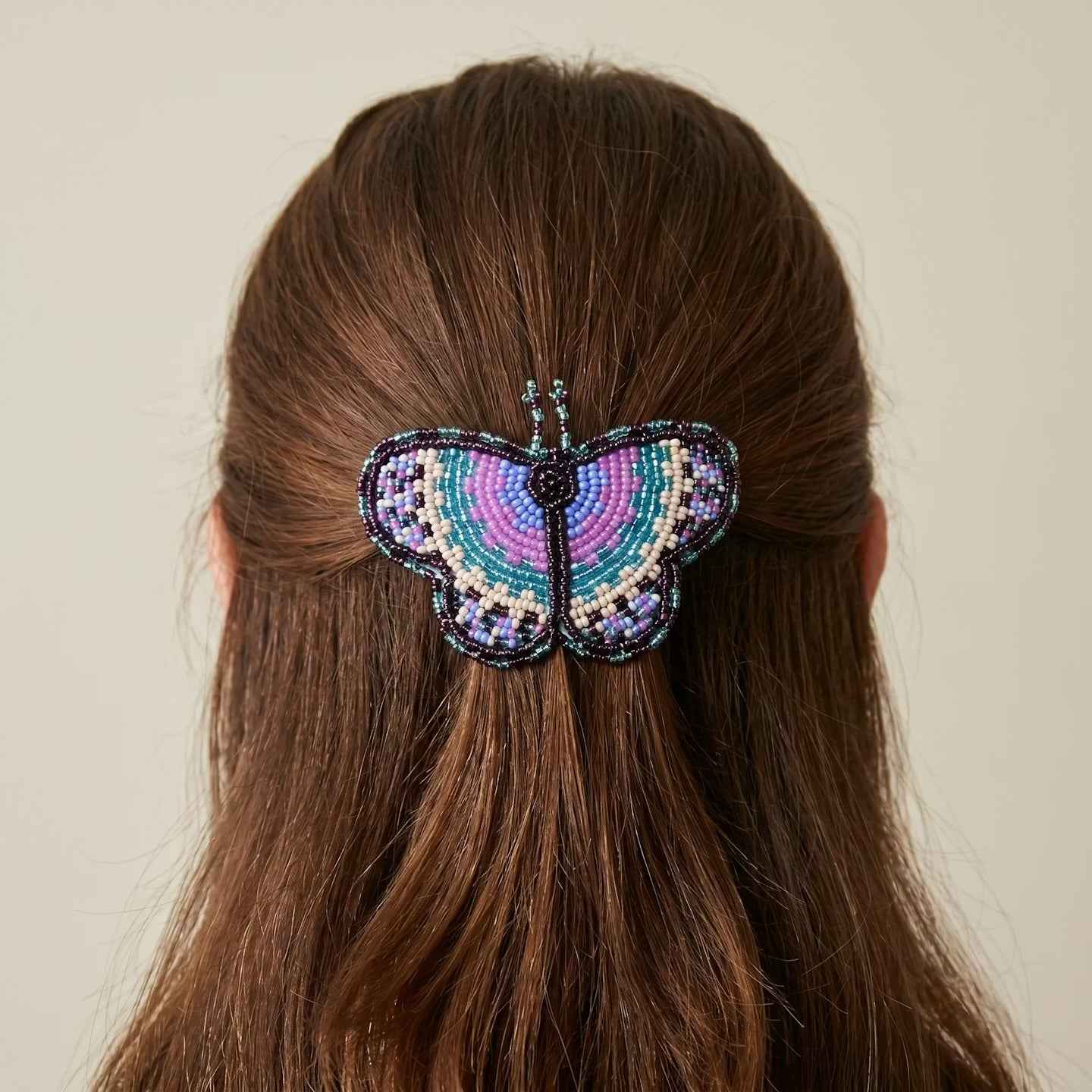 Turquoise Butterfly Beaded Barrette