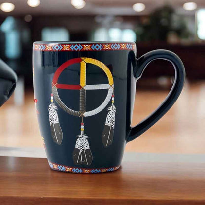 16 Oz Medicine Wheel Navy blue Ceramic Mug