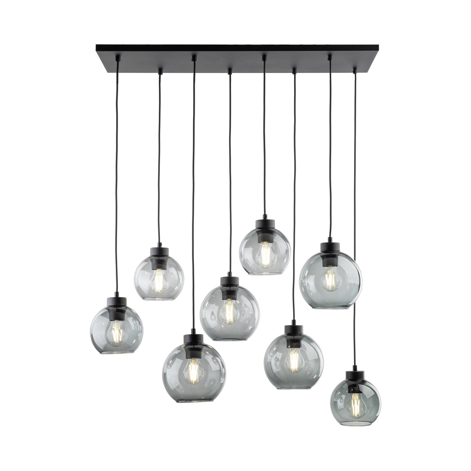 CUBUS Graphite Glass Scandinavian Pendant Light Fixture for Kitchen Island, Dining Room & Living Room (8-Light) - AURABAGS SHOP