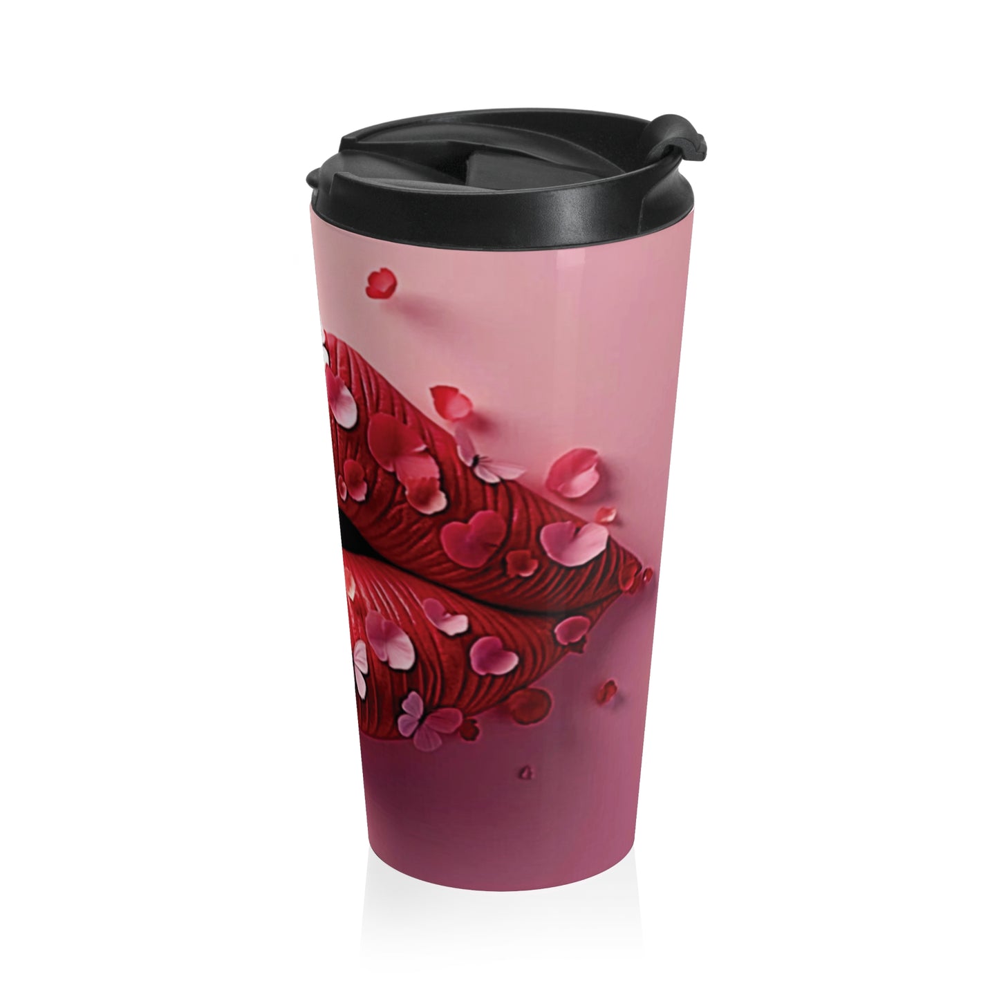 Petal Kiss Stainless Steel Travel Mug | Lip Art, Floral Design - AURABAGS SHOP