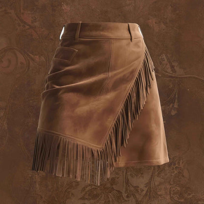 Womens Retro Western-Style Suede-Like Casual Skirt