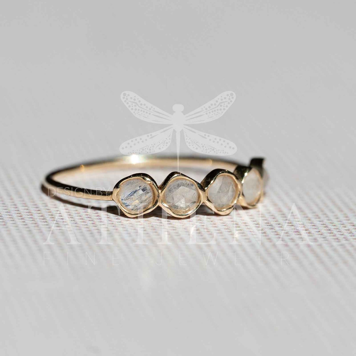 Moonstone Band Ring in 14K Yellow Gold