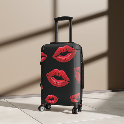 Kiss Print Carry-On Suitcase — Red Lipstick Travel Luggage