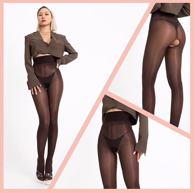 20D Crotchless High Waist Pantyhose Nylon Tights
