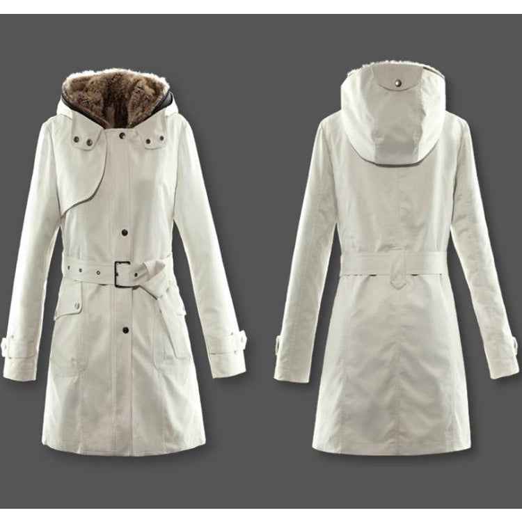 Women's Wool-Lined Mid-Length Cotton Coat – Detachable Lining Long-Sleeve Outerwear