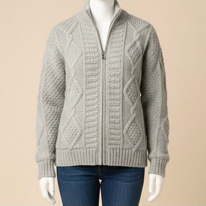 Grey Cayambe Alpaca Cable Knit Sweater