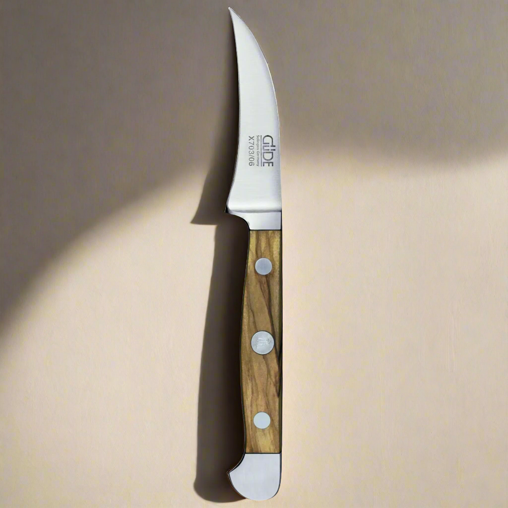 ALPHA OLIVE | Gemüsemesser 6 cm | Geschmiedeter Stahl / Olivenholzgriff