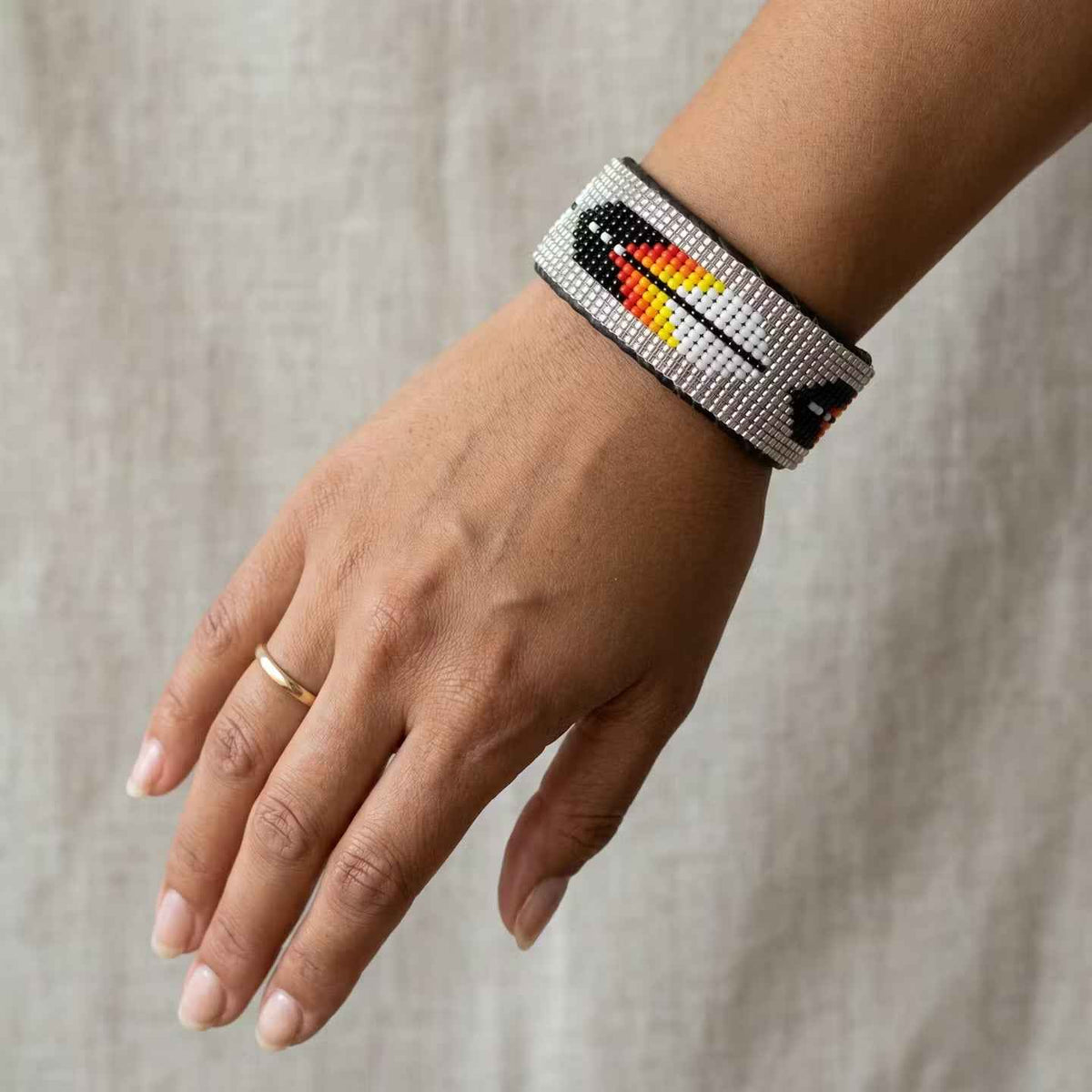 Beaded Cuff Bracelet(Silver)