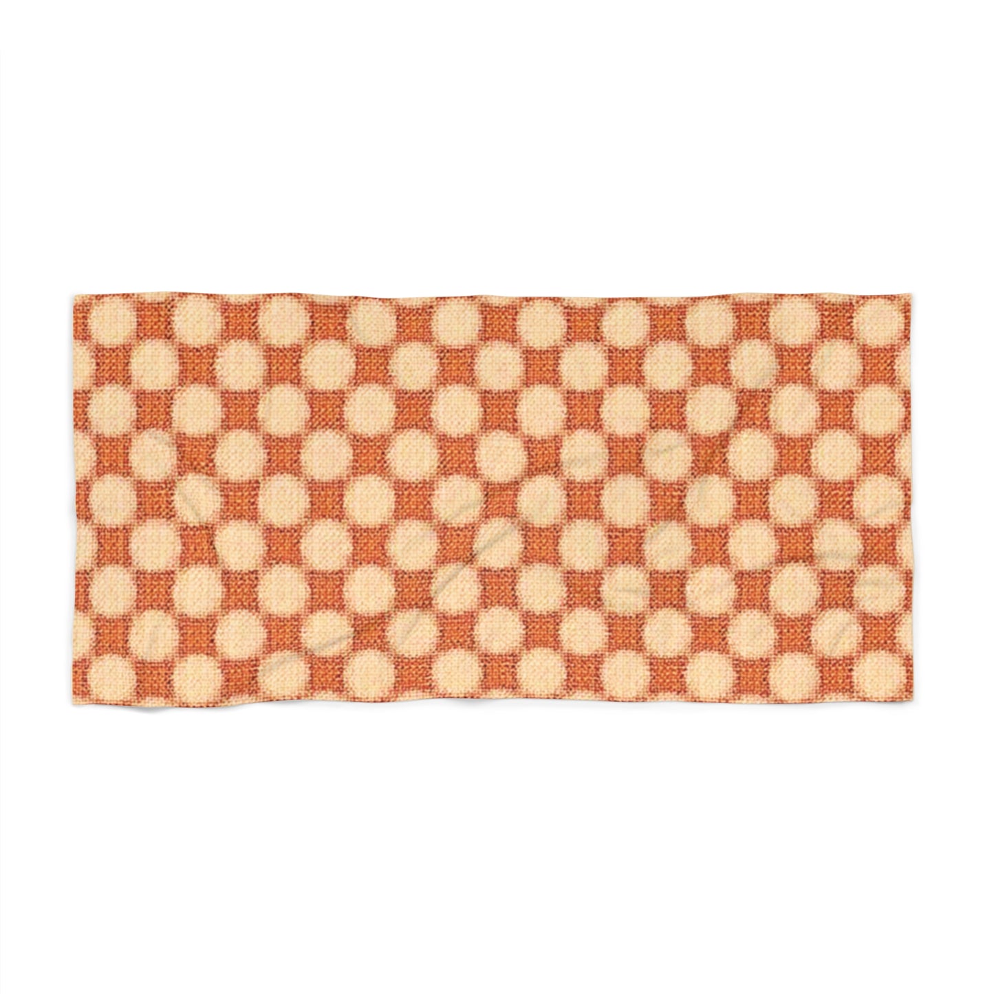 Retro Checkerboard Beach Towel – Orange Vintage Geometric Pattern