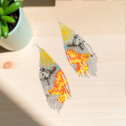 Silver Sky Dancer Beaded Earrings