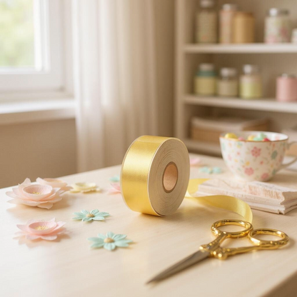 Satin Ribbon Double Face-Yellow Golden #660-3.8 cm Wide