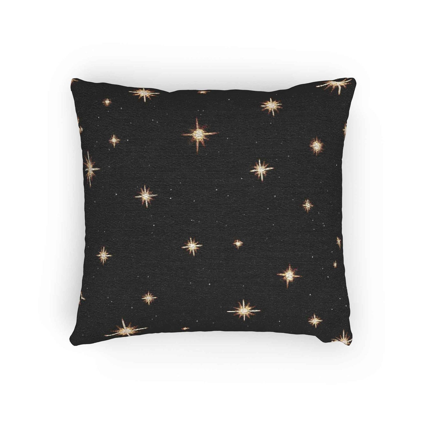 Starry Night Sparkle Woven Pillow | Black Cross-Stitch Stars