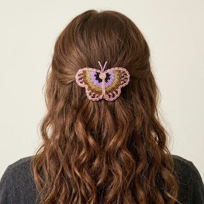 Pink Butterfly Beaded Barrette