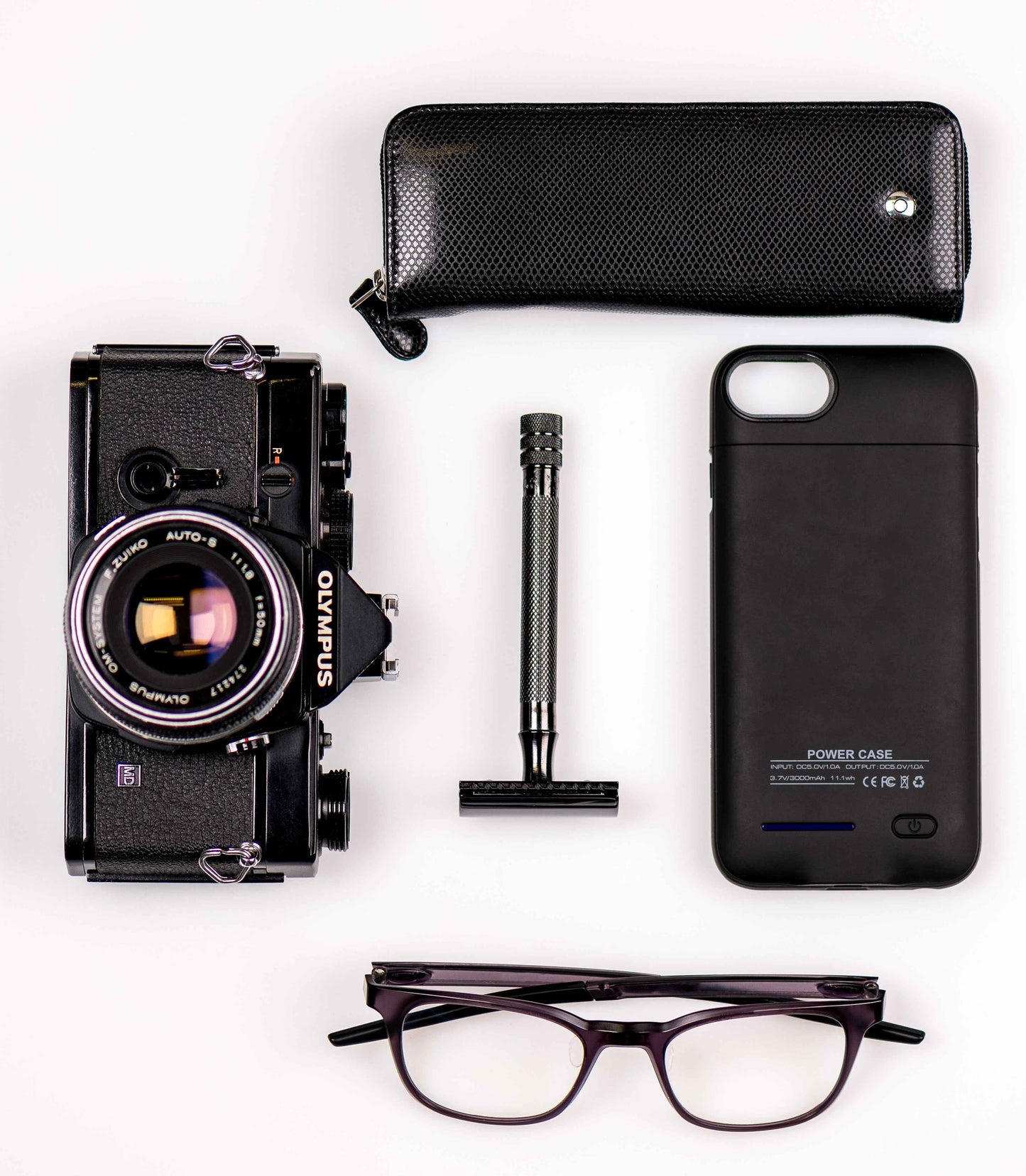 Merkur 23B 3-Piece DE Safety Razor, Closed Comb, Knurled Long Handle, Black