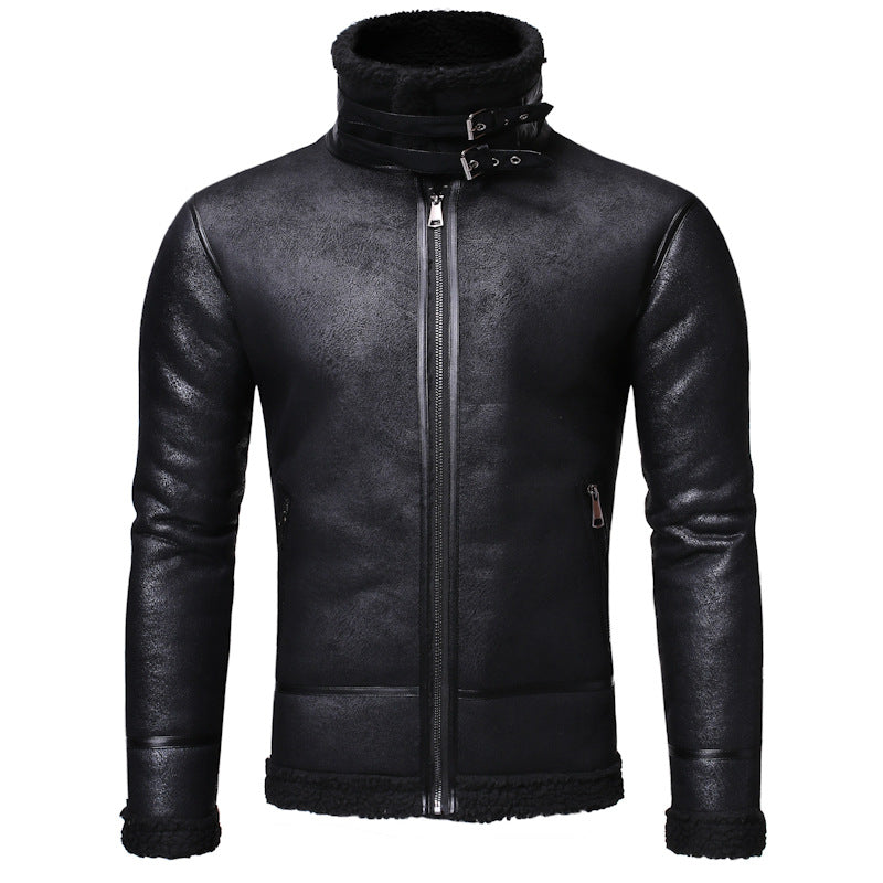 Men’s Leather Biker Jacket – Classic Motorcycle Motorcycle-Style Leather Coat for Casual Wear
