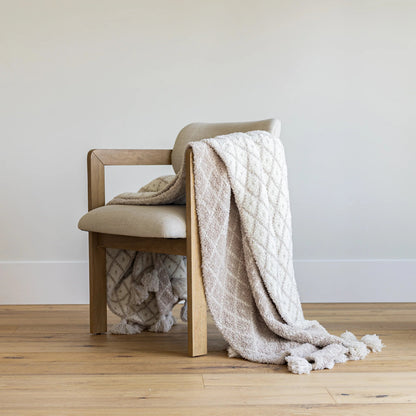 Rainy Day & Baby's Breath Diamond Point 2.0 with Tassels Print Extended Throw