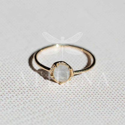 Moonstone Solitaire Ring in 14K Yellow Gold