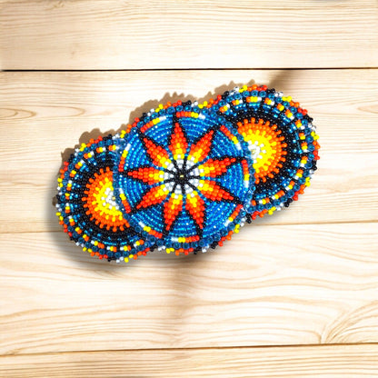 Neon Blue Native American Beaded Barrettes