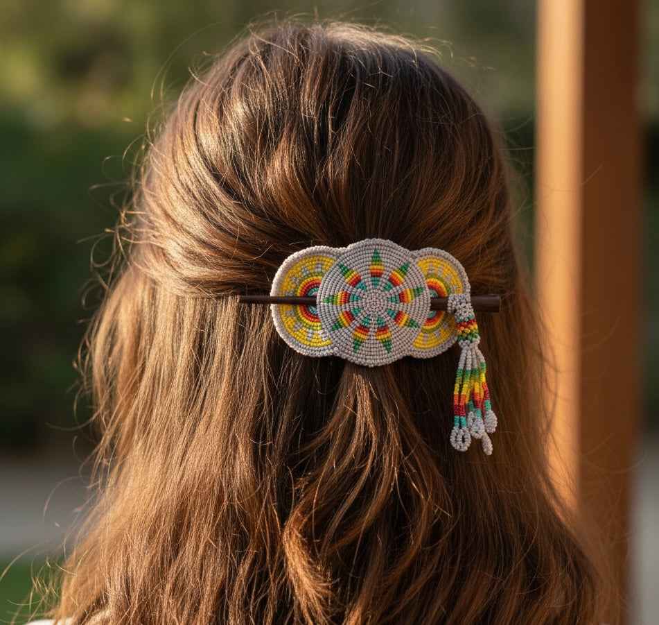 Grey and Yellow American Style Barrette