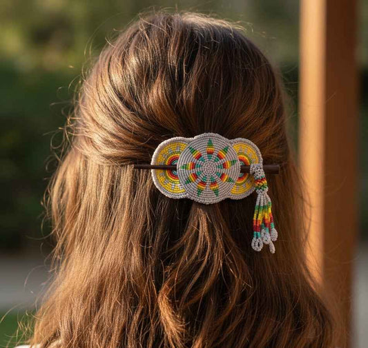 Grey and Yellow American Style Barrette