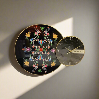 Blossomed Flower Black Native Wall Clock
