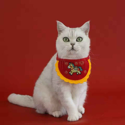 Fortune Blessing Chinese New Year Pet Bib | Dog & Cat Lunar Accessory