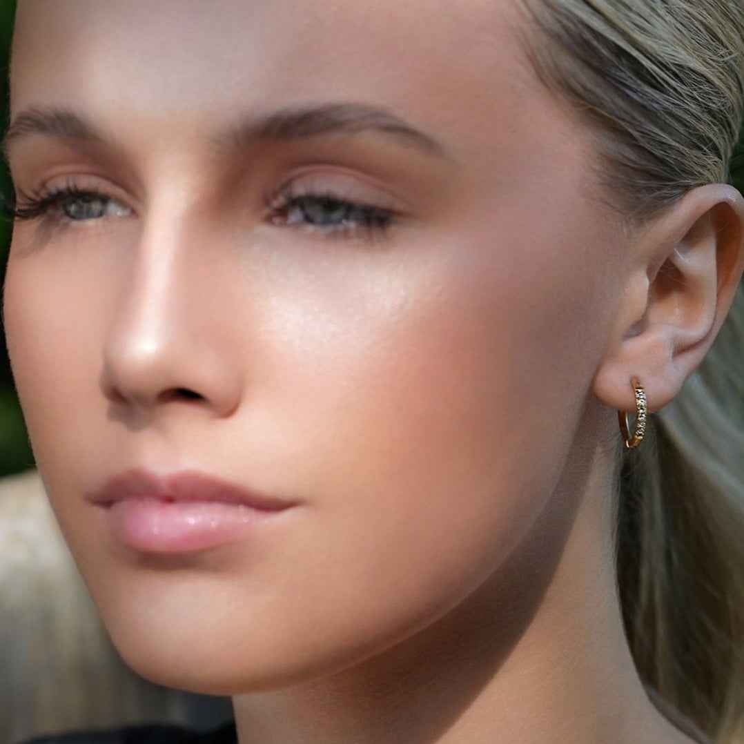 ALASTRANA: Classic Mini Hoops embedded with Zirconia Gemstones
