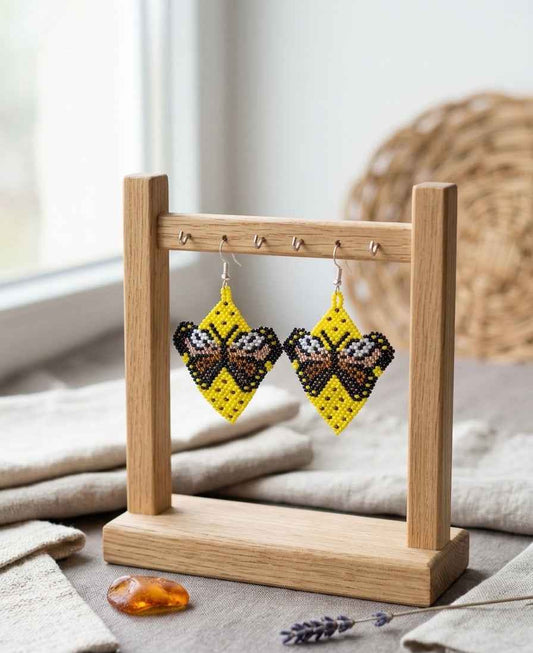 Butterfly Beaded Earrings (Yellow)