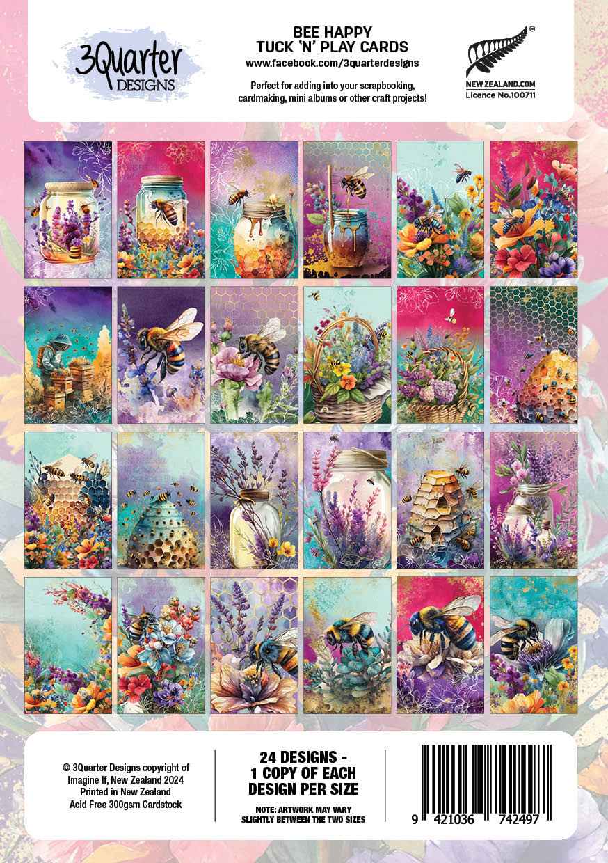 3Quarter Designs Bee Happy - Tuck N Play Cards