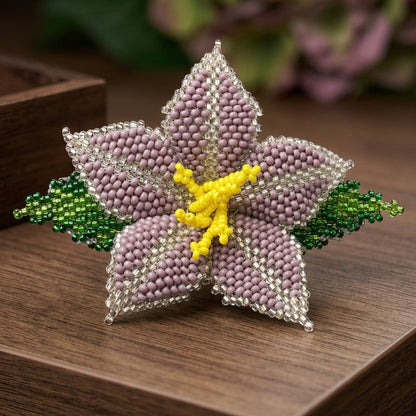 Dusty Lavender Ember Bloom Beaded Hair Barrette