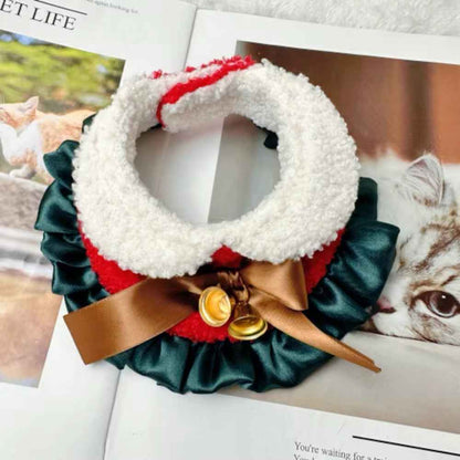 Christmas Pet Bandana – Festive Fur-Trim Holiday Accessory