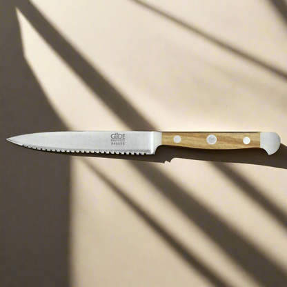 ALPHA OLIVE | Tomatenmesser 13cm | Geschmiedeter Stahl / Olivenholzgriff