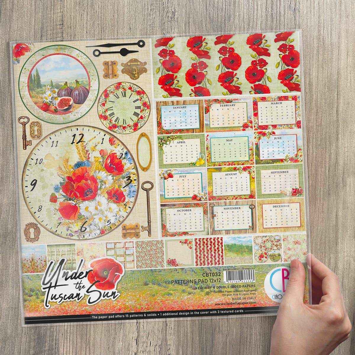 Ciao Bella Under The Tuscan Sun Patterns Pad 12"x12" 8/Pkg