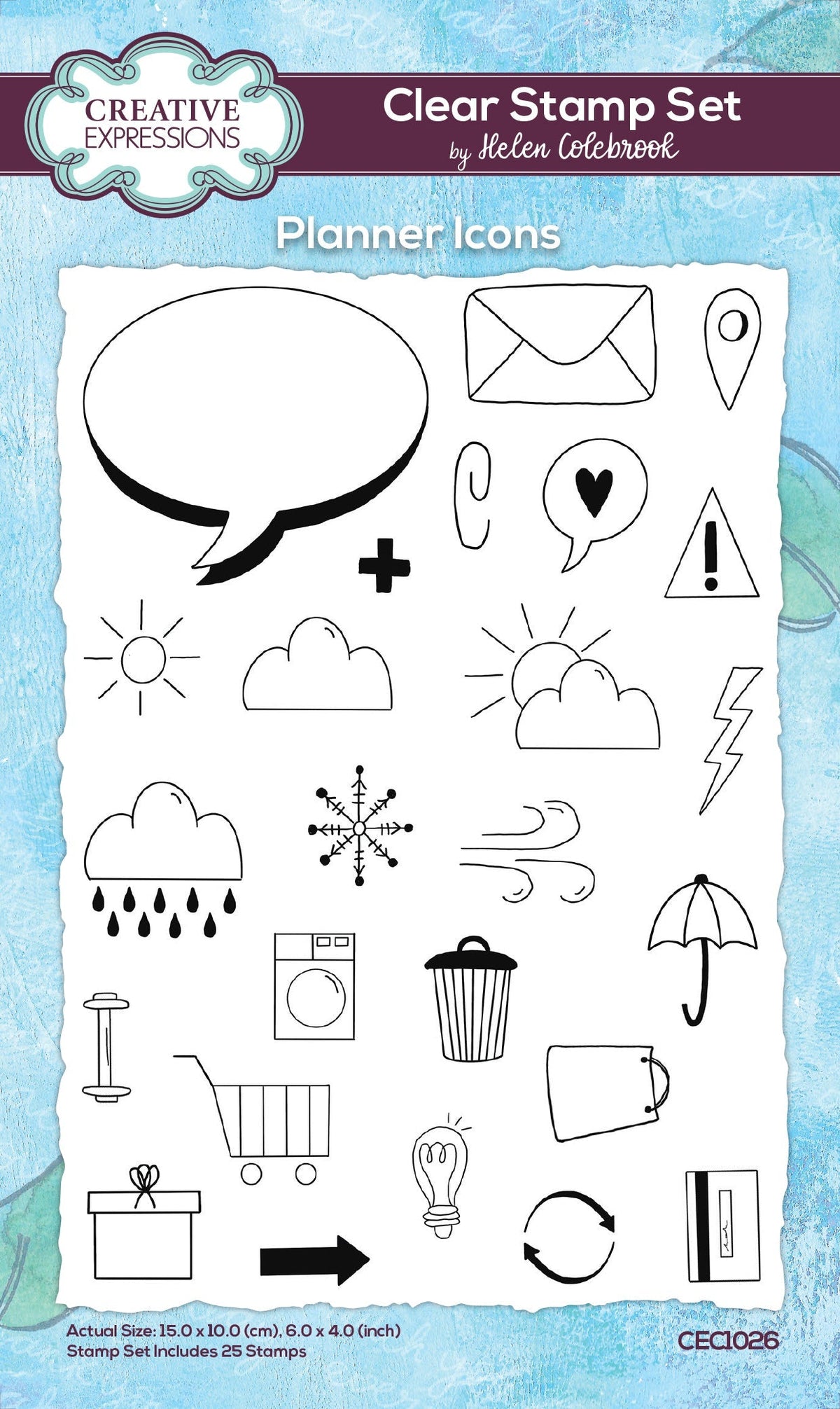 Creative Expressions Helen Colebrook Planner Icons 6 in x 4 in Clear Stamp Set
