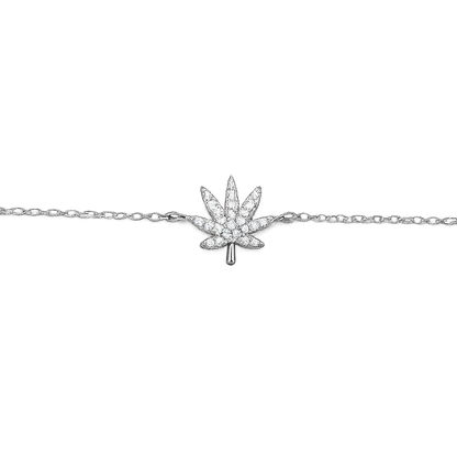 SILVER CANNABIS LEAF BRACELET